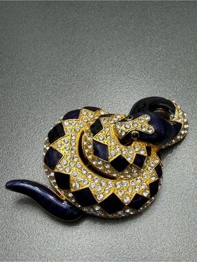 Vintage Edgar Berebi Snake Brooch Swarovski Crystal